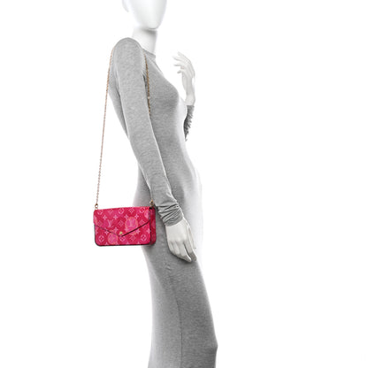 Louis Vuitton Vernis Valentine Pochette Felicie Chain Wallet Fuchsia 3 of 12