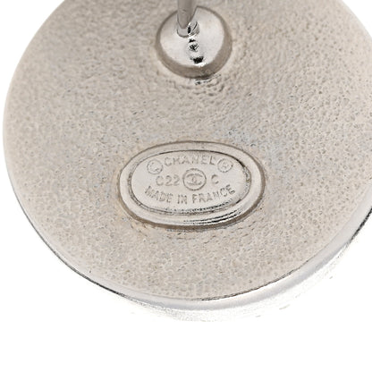 Chanel Pearl Crystal CC Round Earrings Silver 3 of 5
