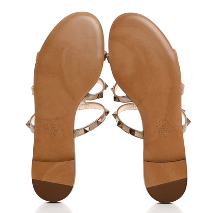 Valentino Garavani Metallic Nappa Rockstud Caged Flat Slide Sandals 37.5 Skin 5 of 8