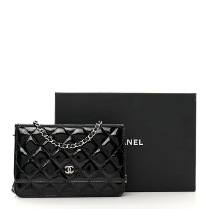 Chanel Patent Quilted Wallet On Chain WOC Black 9 of 9