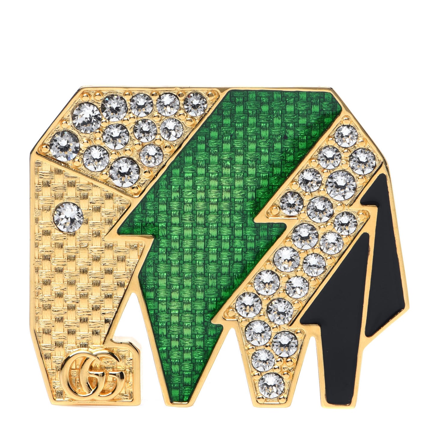 Crystal Elephant Brooch Green