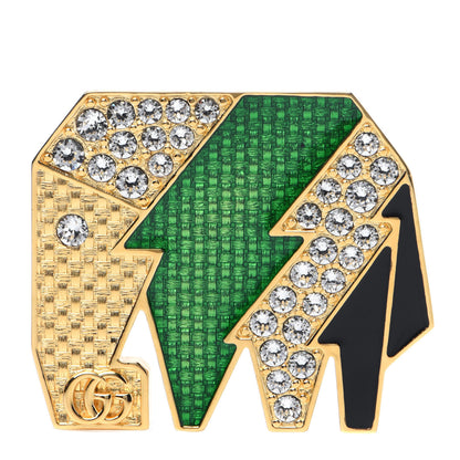 Gucci Crystal Elephant Brooch Green 1 of 7