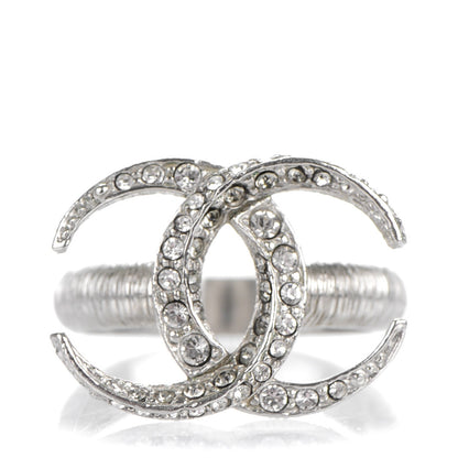Chanel Baguette Crystal CC Ring 7 Silver 1 of 5
