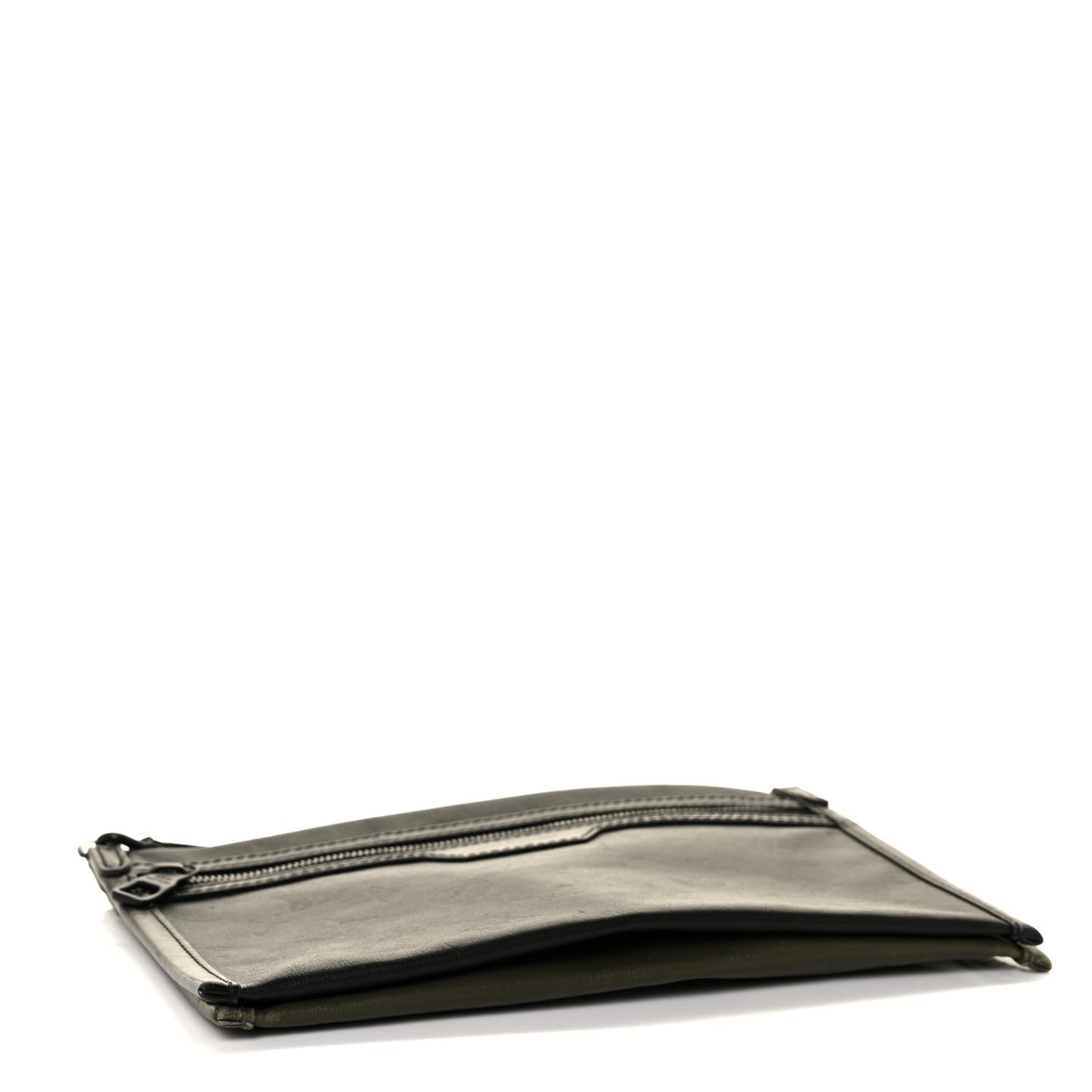 Calfskin Monogram Shadow Double Flat Messenger Black Khaki
