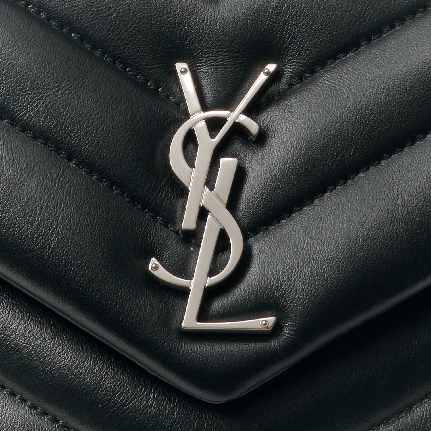Saint Laurent Calfskin Y Quilted Monogram Small Loulou Chain Satchel Black 9 of 12