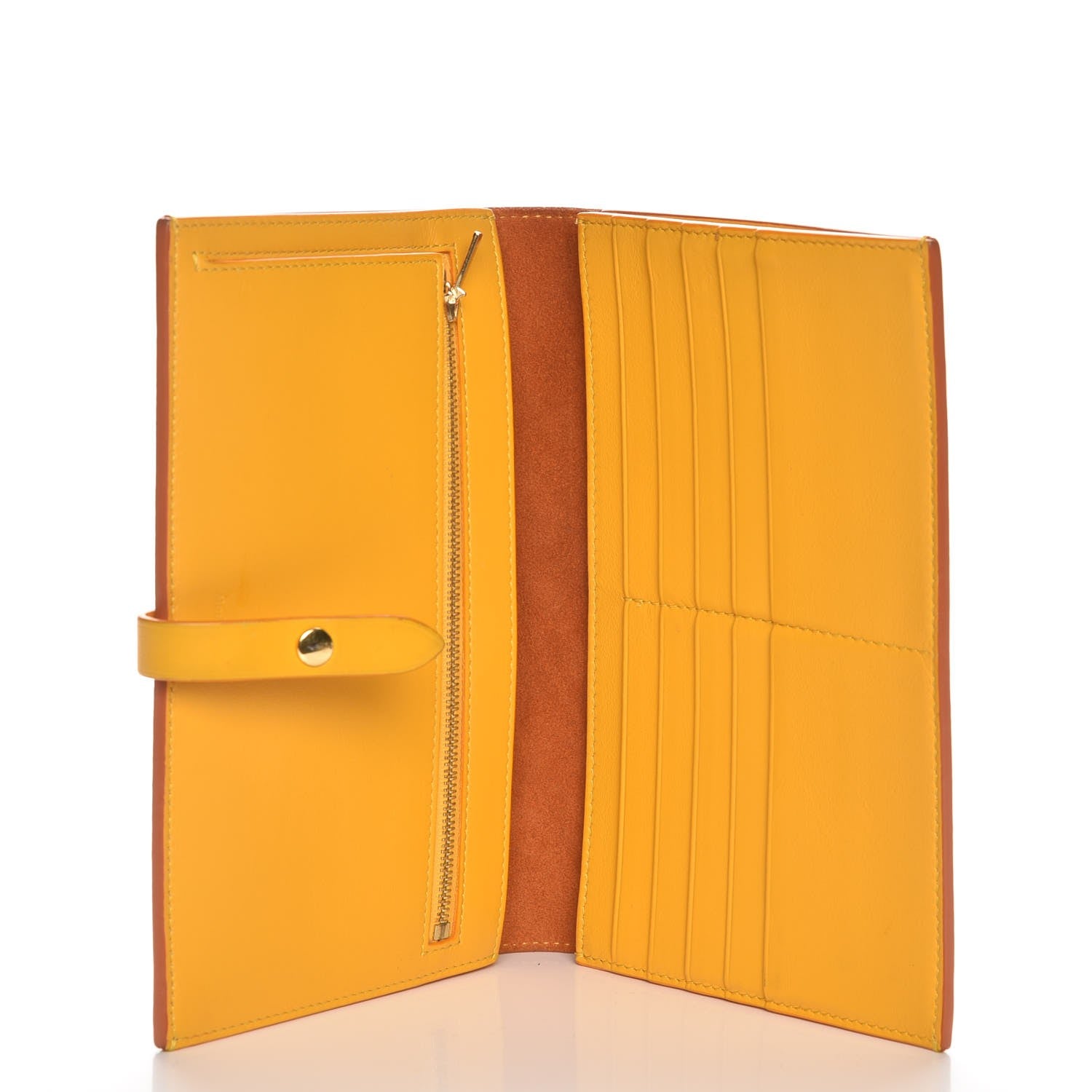 Celine Grained Sleek Calfskin Large Multifunction Strap Wallet Orange 5 of 7