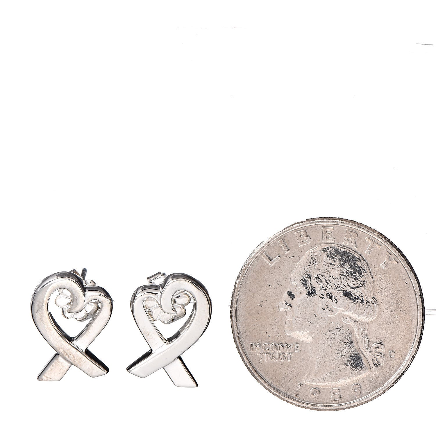 Tiffany Sterling Silver Small Paloma Picasso Loving Heart Earrings 2 of 4