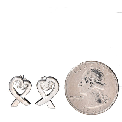 Tiffany Sterling Silver Small Paloma Picasso Loving Heart Earrings 2 of 4