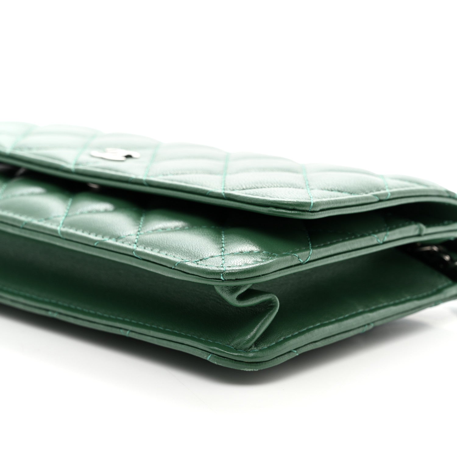 Chanel Lambskin Quilted Wallet On Chain WOC Green 11 of 11