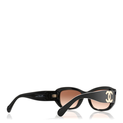 Chanel Acetate Rectangle Sunglasses 5493 Black Brown 4 of 8