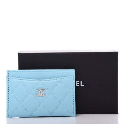 Chanel Lambskin Quilted Card Holder Neon Blue 9 of 9