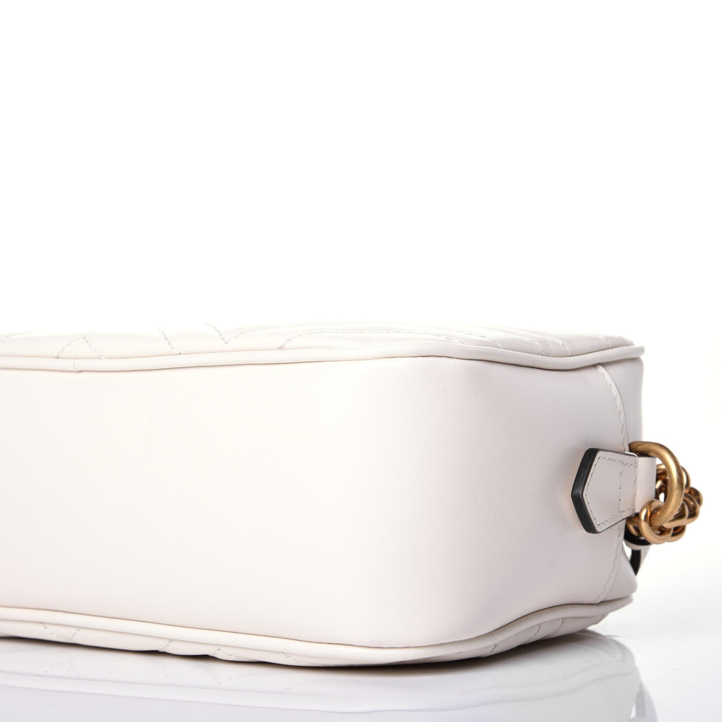 Calfskin Matelasse Small GG Marmont Chain Shoulder Bag White