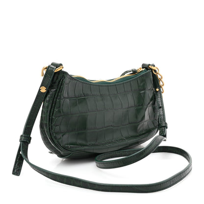 Balenciaga Extra Supple Calfskin Crocodile Embossed Mini Le Cagole Purse With Chain Forest Green 3 of 10