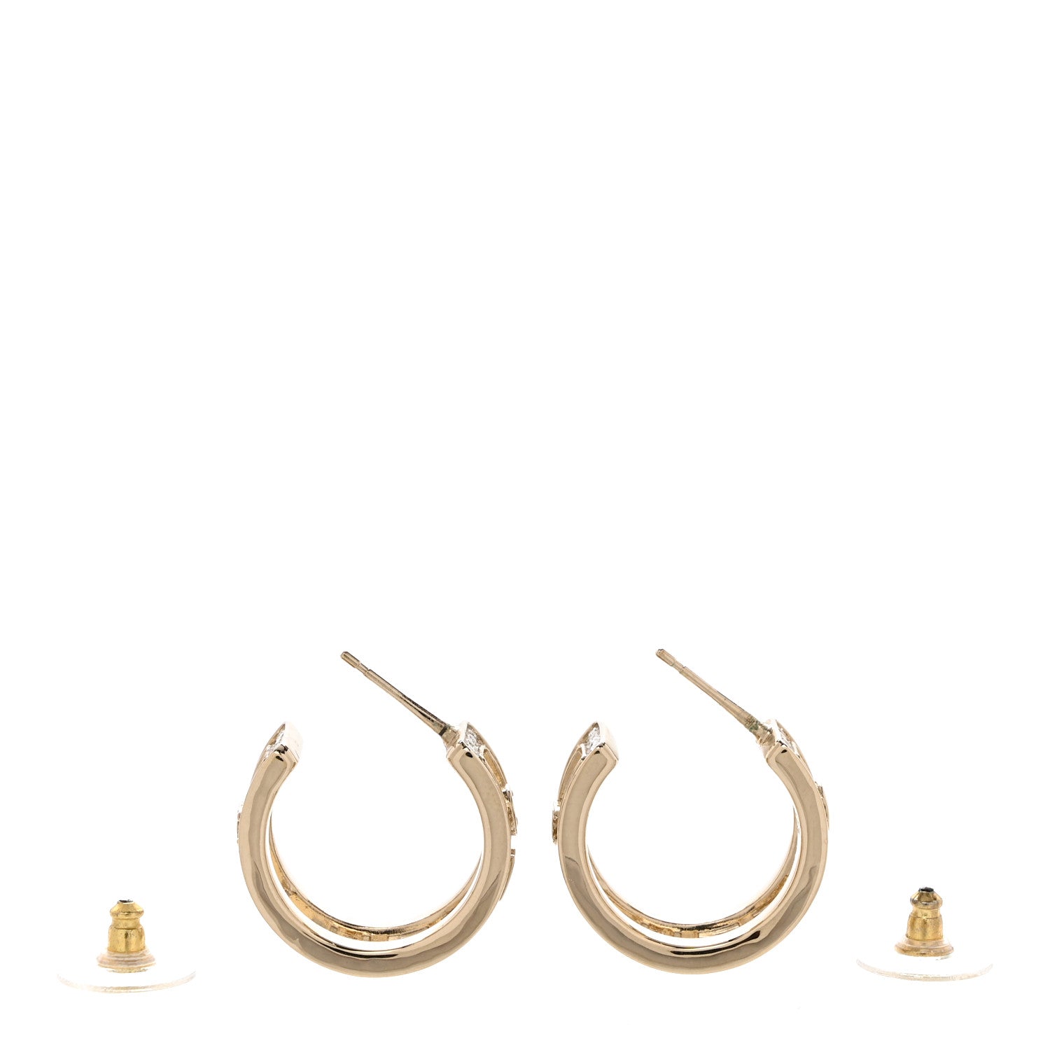 Chanel Metal Crystal Bow-tiful CC Hoop Earrings Gold 3 of 4