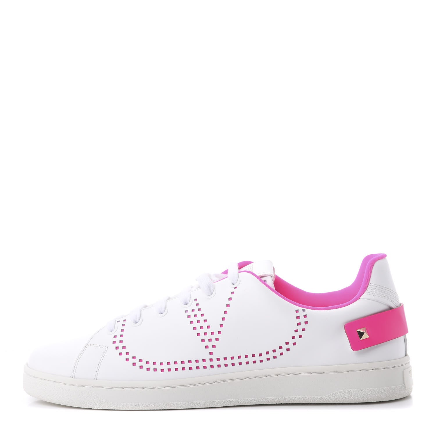 Valentino Garavani Calfskin Womens Backnet Sneakers 41 White Fuchsia 1 of 10