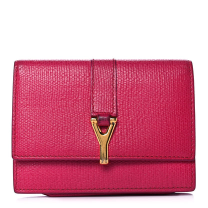 Saint Laurent Textured Calfskin Y Card Holder Fuchsia 1 of 10