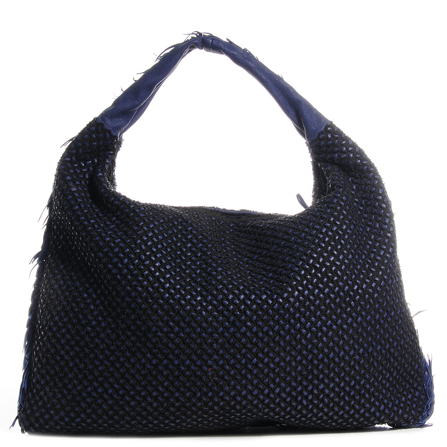Bottega Veneta Nappa Silk Mini Ponza Devore Fuzzy Maxi Hobo Indigo 1 of 9
