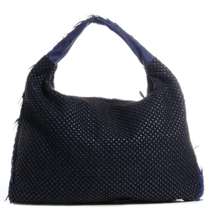 Bottega Veneta Nappa Silk Mini Ponza Devore Fuzzy Maxi Hobo Indigo 1 of 9