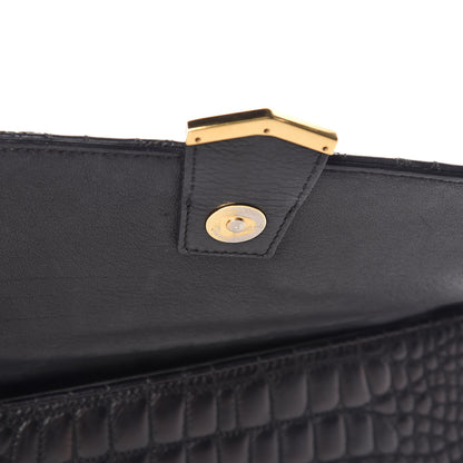 Fendi Nappa Calfskin Crocodile Trapuntata Demi Jour Shoulder Bag Black 11 of 19