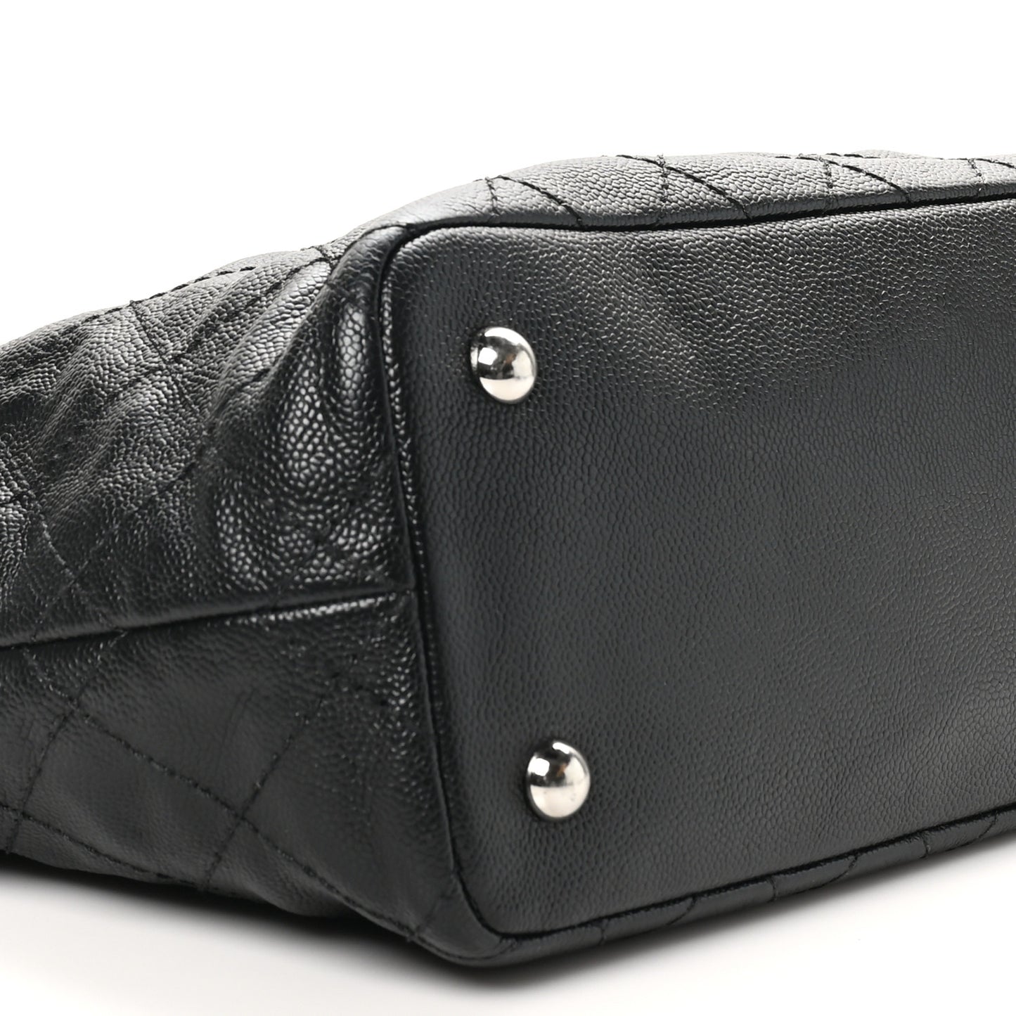 Grained Calfskin Quilted Small Daily Shopping Tote Black