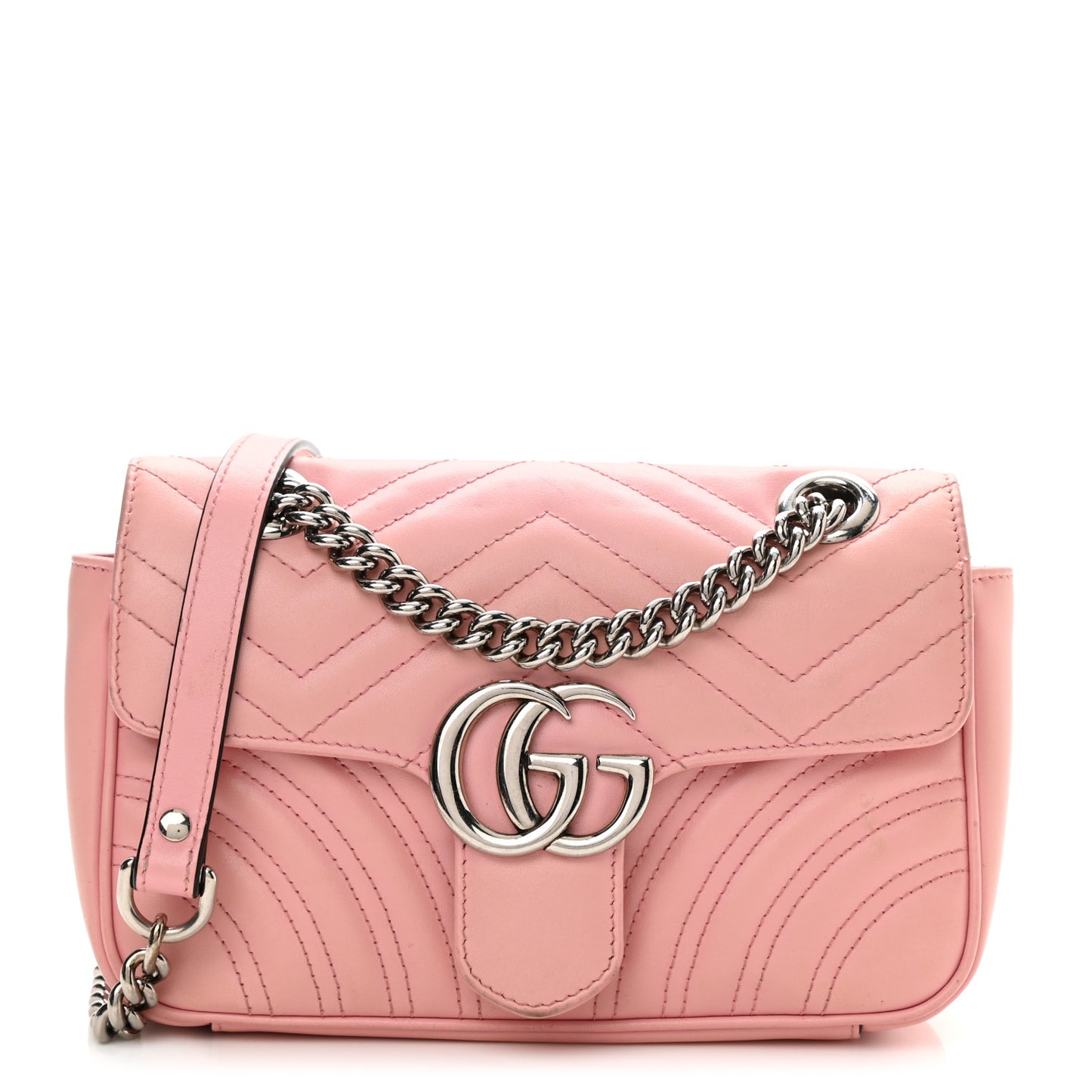Calfskin Matelasse Mini GG Marmont Shoulder Bag Wild Rose