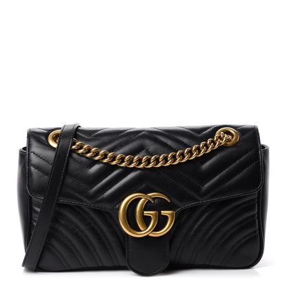 Gucci Calfskin Matelasse Small GG Marmont Shoulder Bag Black 1 of 11