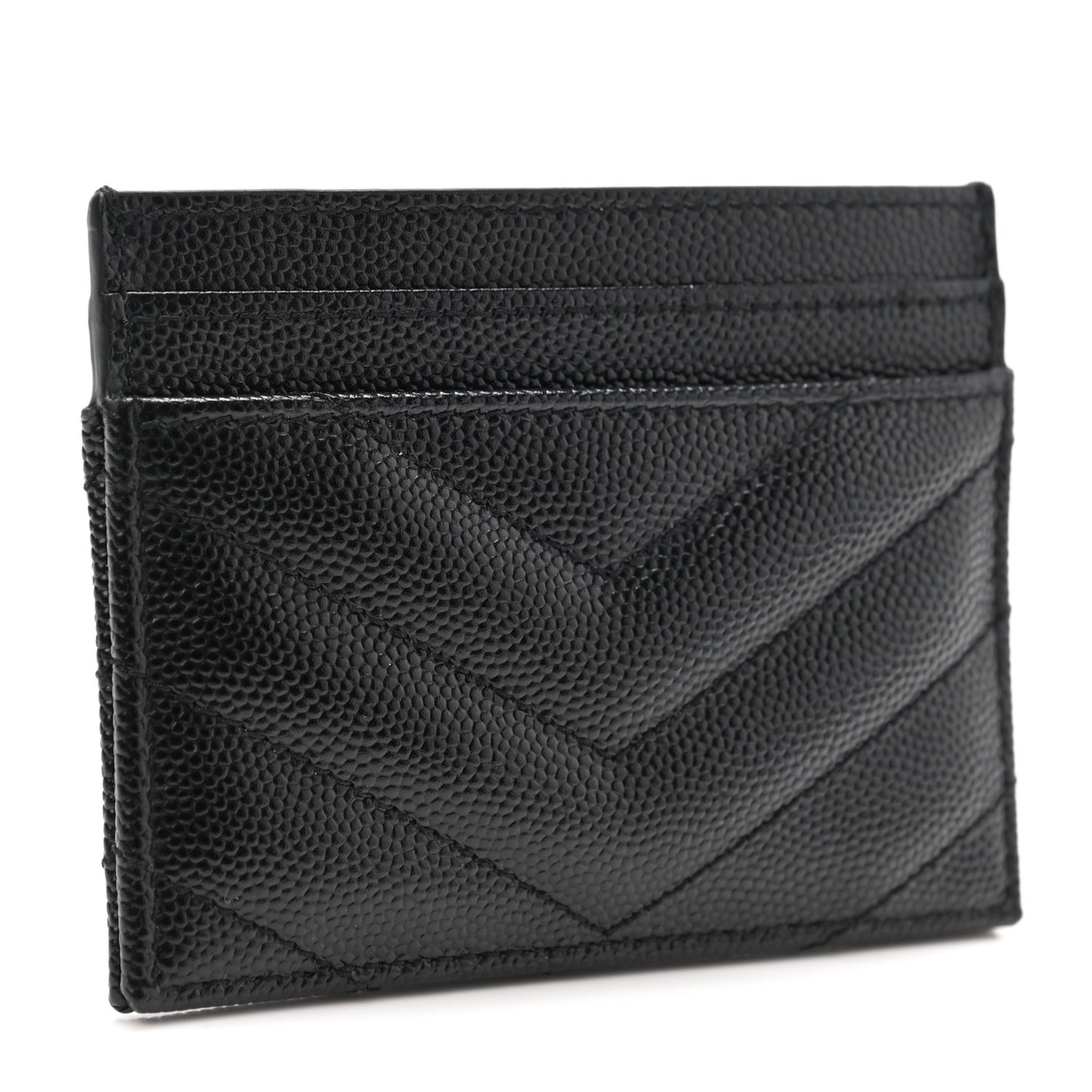 Grain De Poudre Matelasse Chevron Monogram Credit Card Case Black