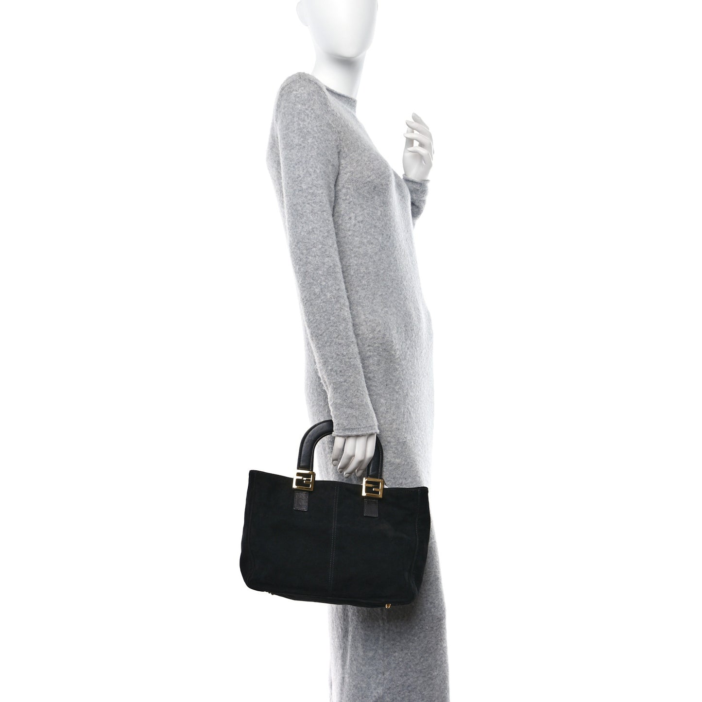 Suede Calfskin Holdall Tote Black