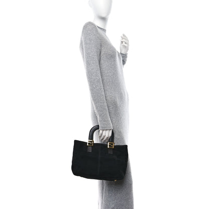 Fendi Suede Calfskin Holdall Tote Black 2 of 10