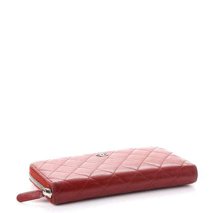 Chanel Lambskin Quilted Large Gusset Zip Around Wallet Red 4 of 13