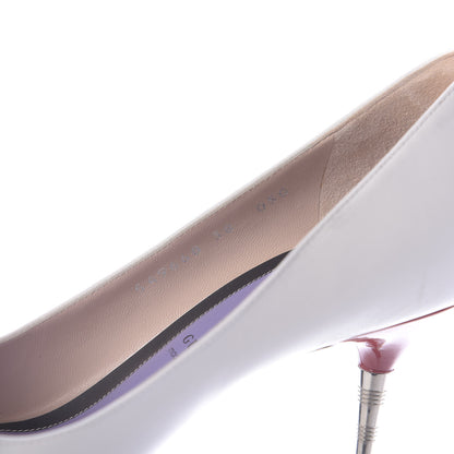 Gucci Calfskin GG Bow Sadie Spike Mid Heel Pumps 38 White 8 of 10