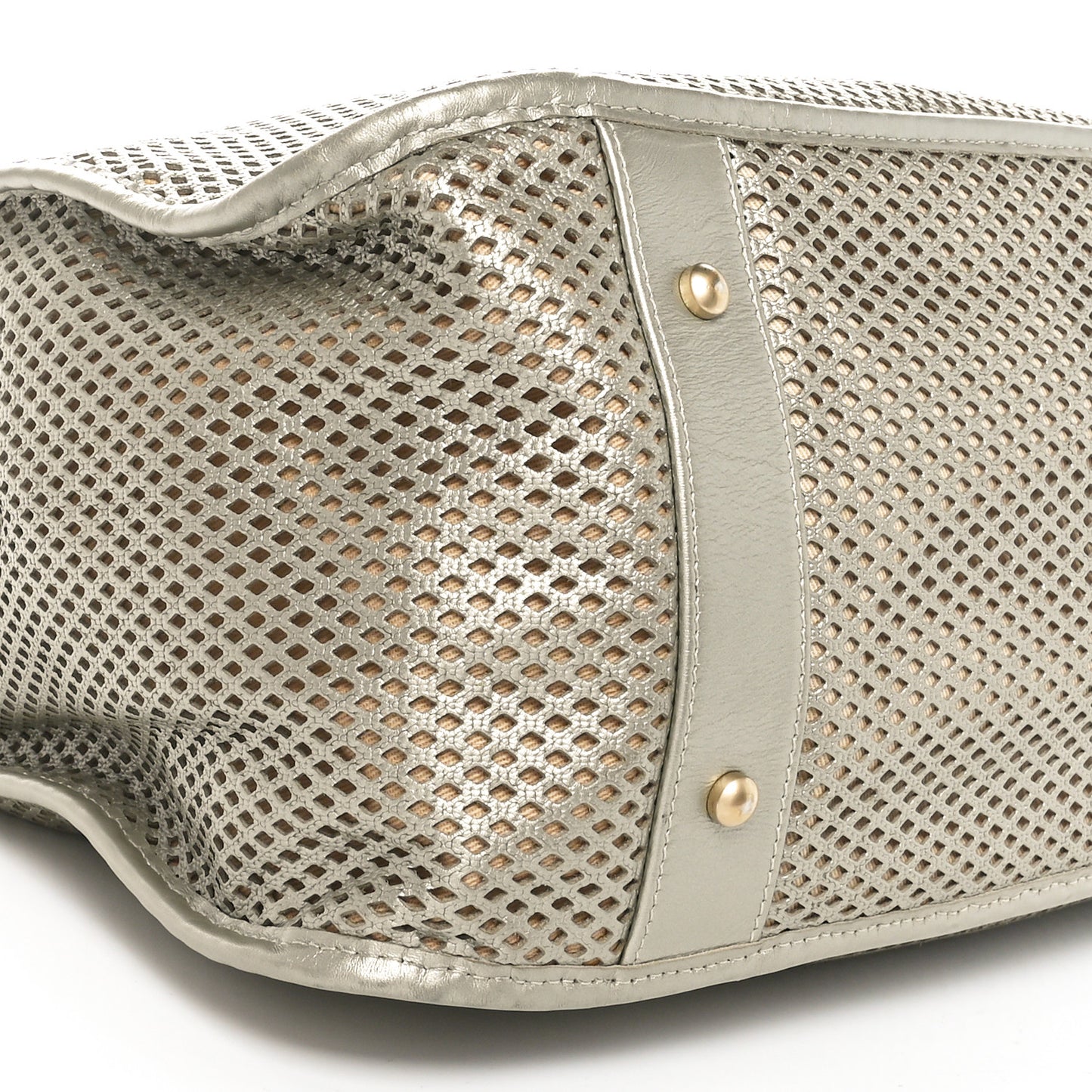 Metallic Calfskin Perforated Up In The Air Tote Light Gold