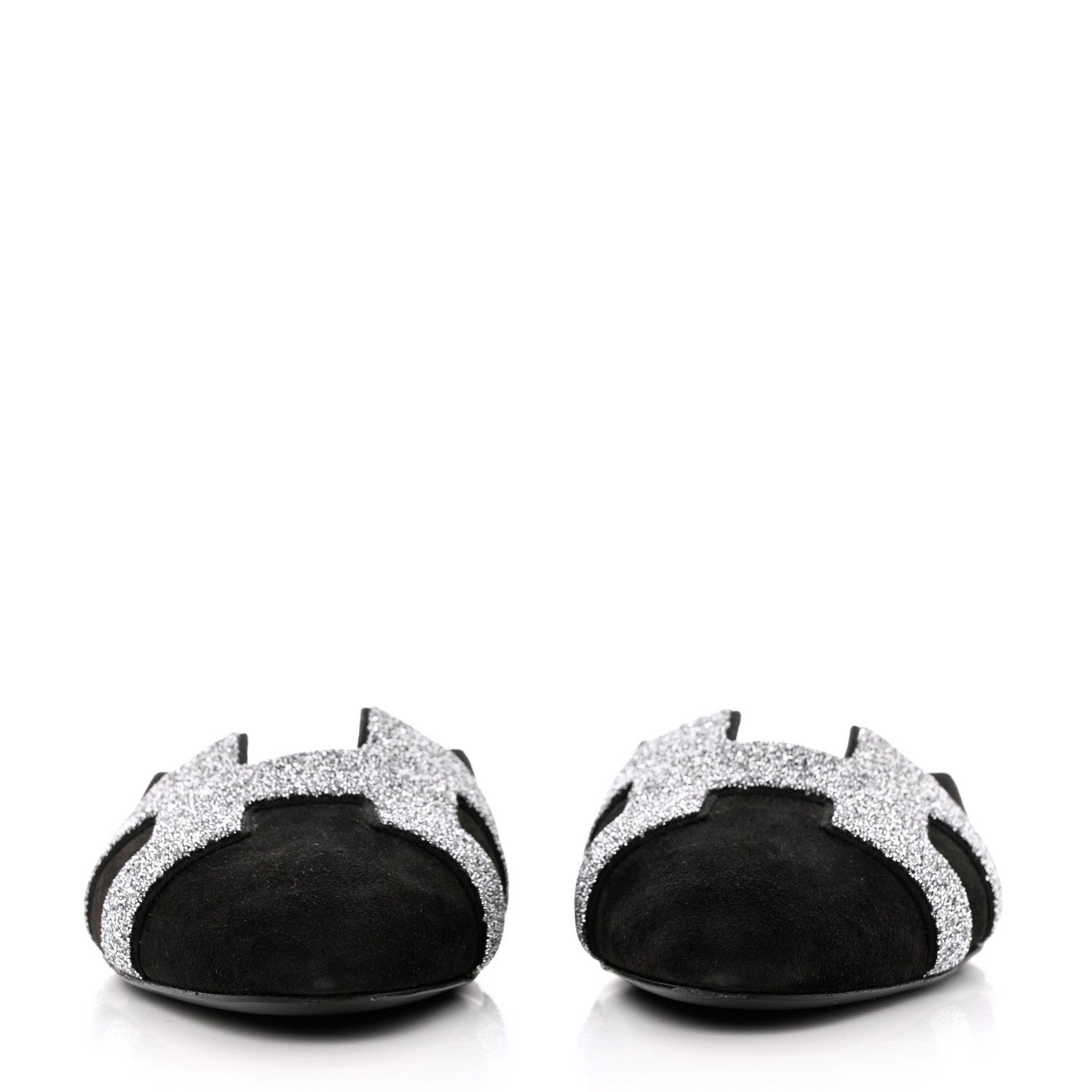 Hermes Satin Suede Goatskin Crystal Roxane Mules 37 Black 2 of 9