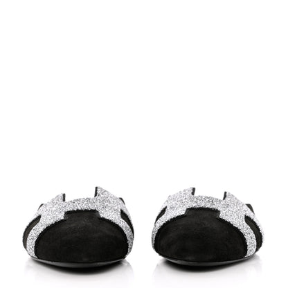 Hermes Satin Suede Goatskin Crystal Roxane Mules 37 Black 2 of 9
