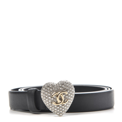 Chanel Calfskin Crystal Heart CC Belt 90 36 Black 1 of 7