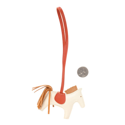 Hermes Milo Lambskin Grigri Rodeo Horse Bag Charm PM Craie Sesame Cornaline 2 of 4
