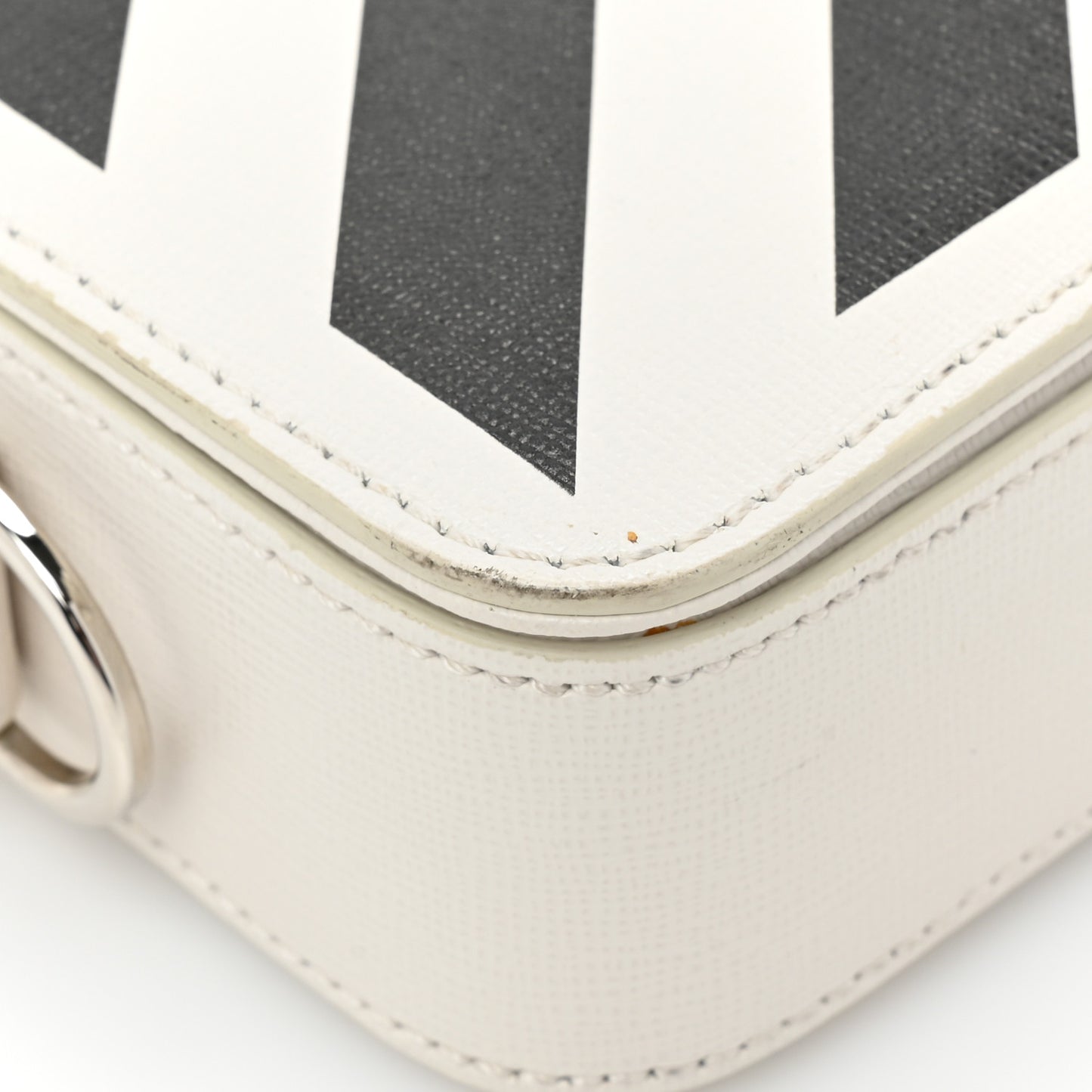 Saffiano Striped Mini Diag Binder Clip Bag White Black Yellow