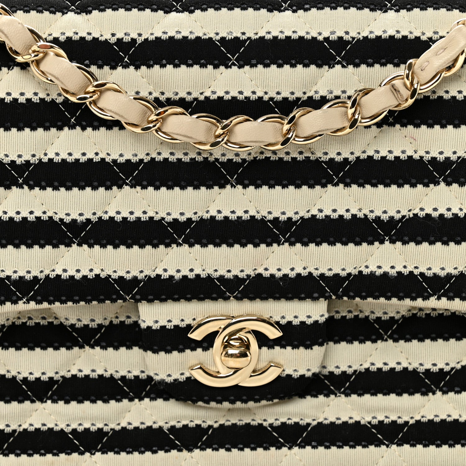 Chanel Jersey Quilted Medium Coco Sailor Flap Black White 8 of 11