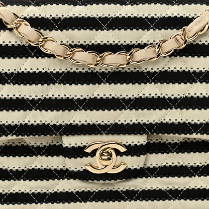 Chanel Jersey Quilted Medium Coco Sailor Flap Black White 8 of 11