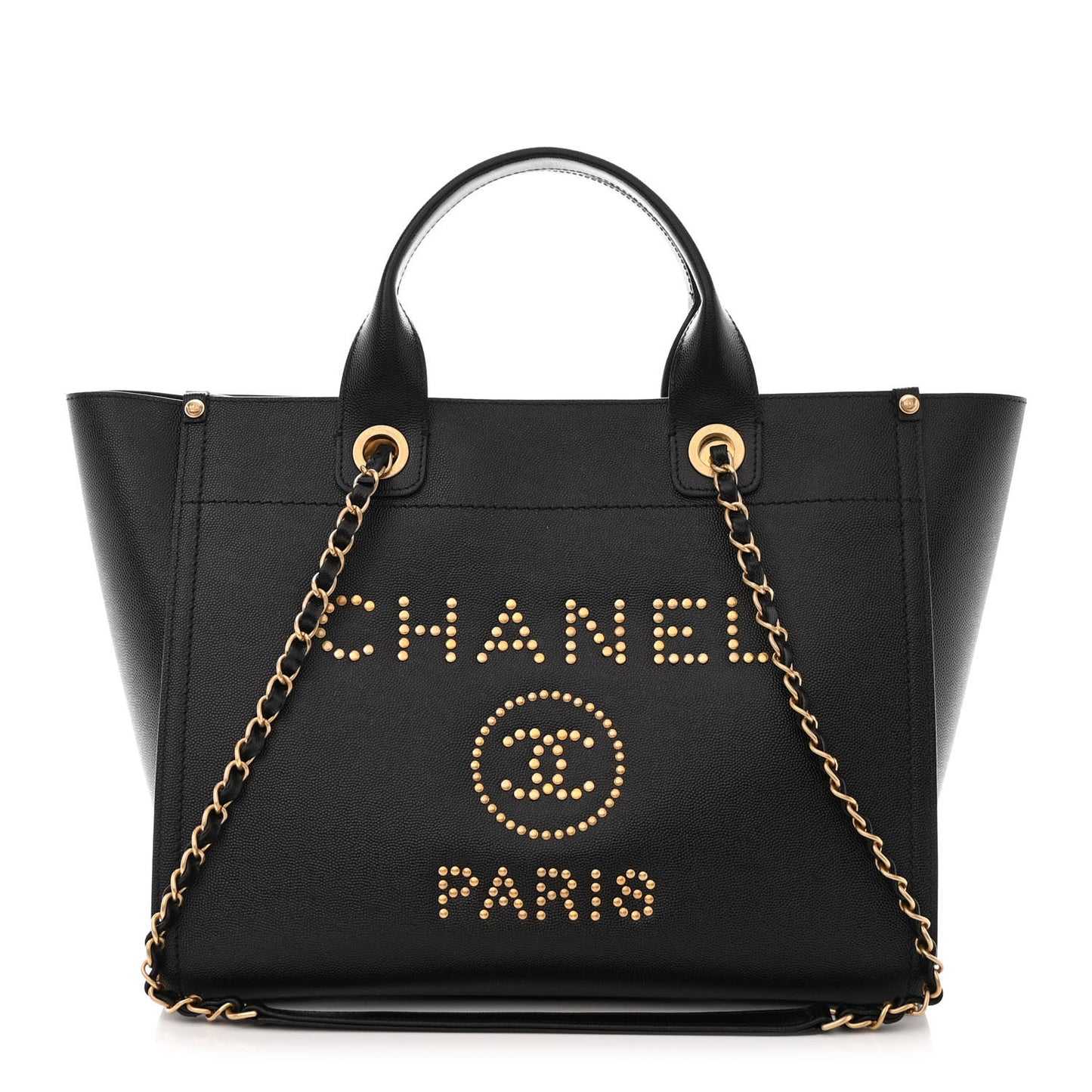 Caviar Small Studded Deauville Tote Black