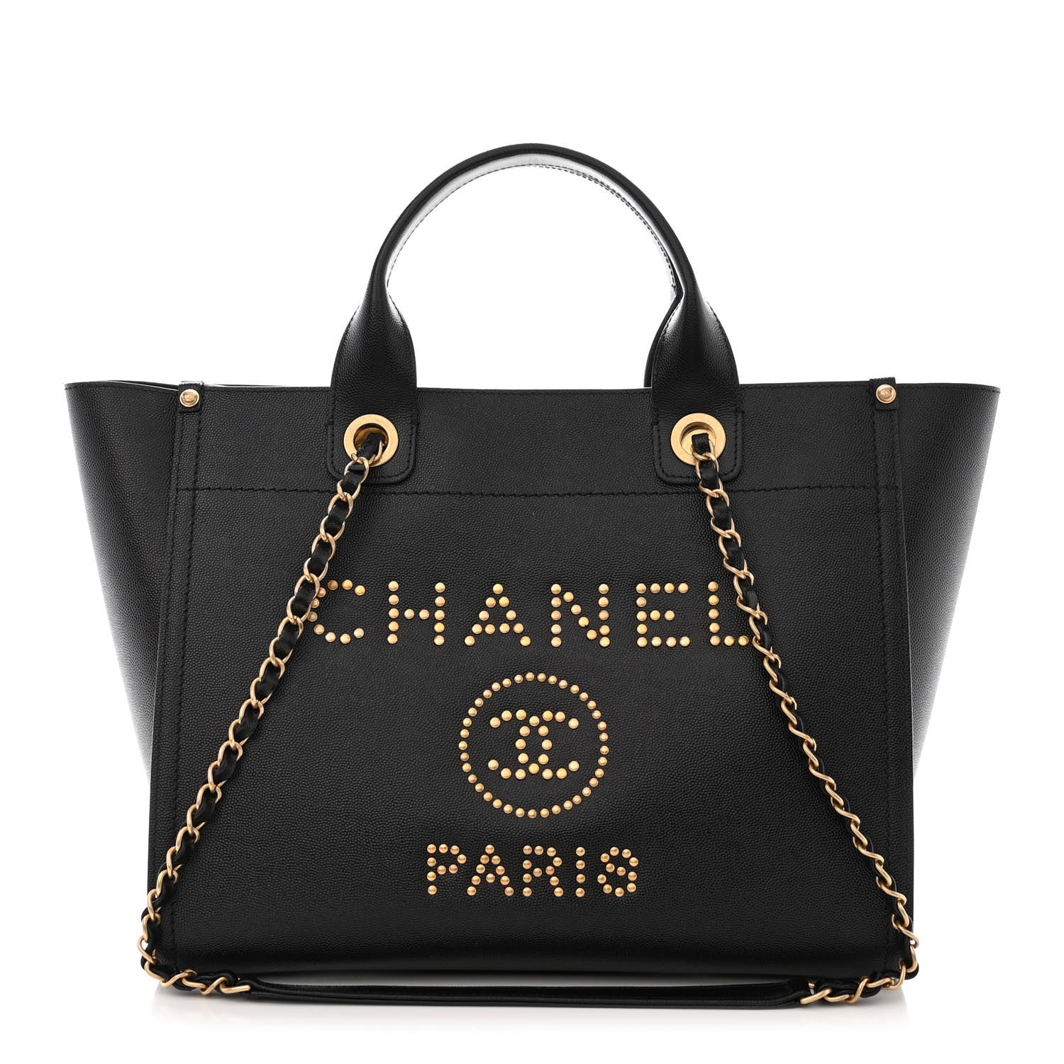 Chanel Caviar Small Studded Deauville Tote Black 1 of 9