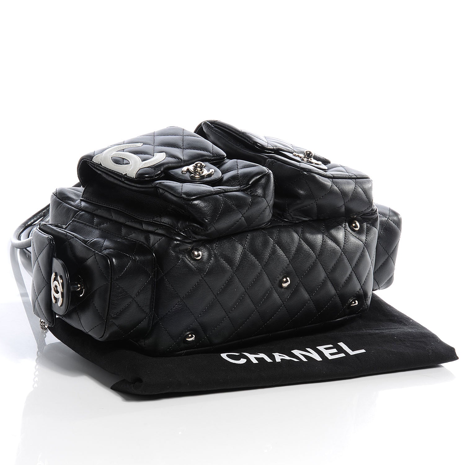 Chanel Calfskin Quilted Large Cambon Multipocket Reporter Black White 4 of 7