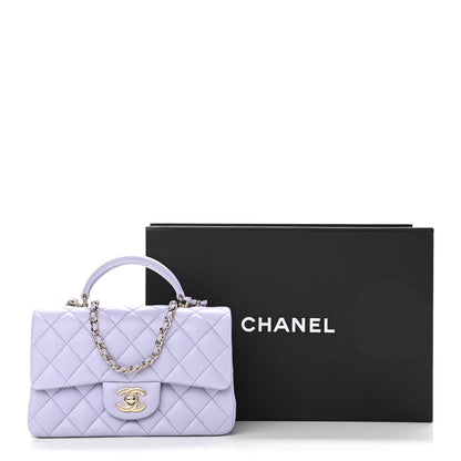 Chanel Lambskin Quilted Mini Top Handle Rectangular Flap Light Purple 11 of 11