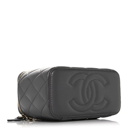 Chanel Lambskin Quilted Small Top Handle Vanity Case With Chain Dark Grey 3 of 10