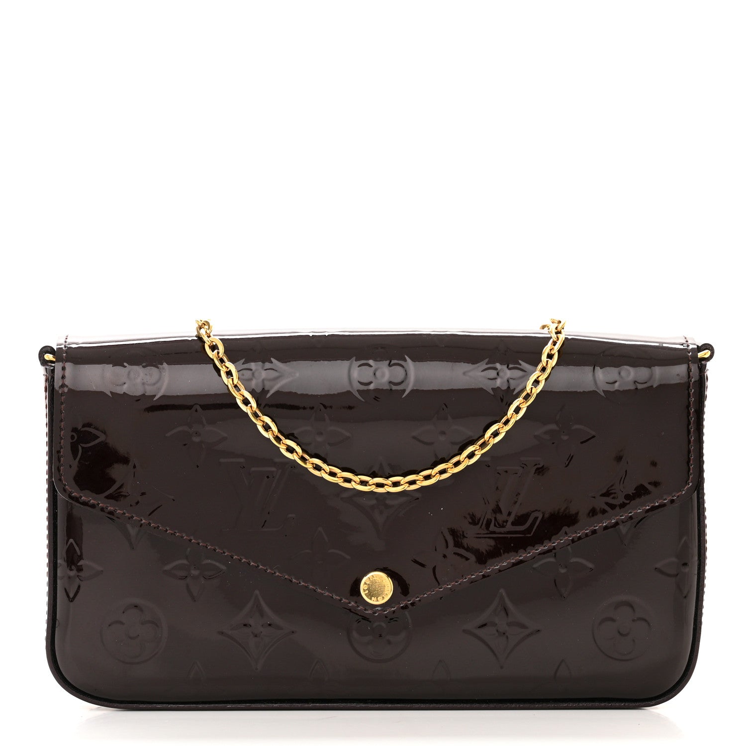 Louis Vuitton Vernis Pochette Felicie Chain Wallet Amarante 3 of 18