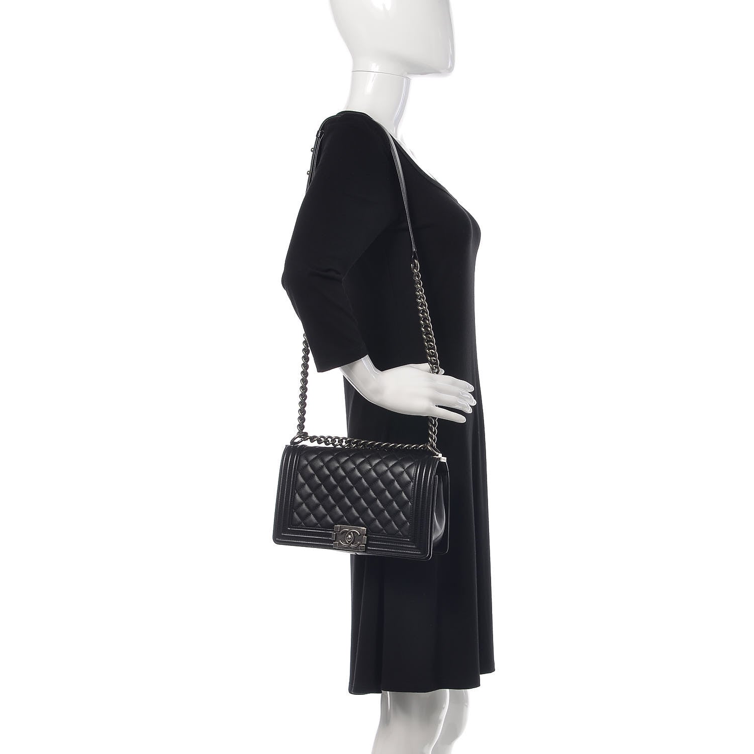 Chanel Lambskin Quilted Medium Boy Flap Black 2 of 12