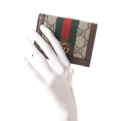 Gucci GG Supreme Monogram Web Ophidia Card Case Beige New Acero 2 of 8