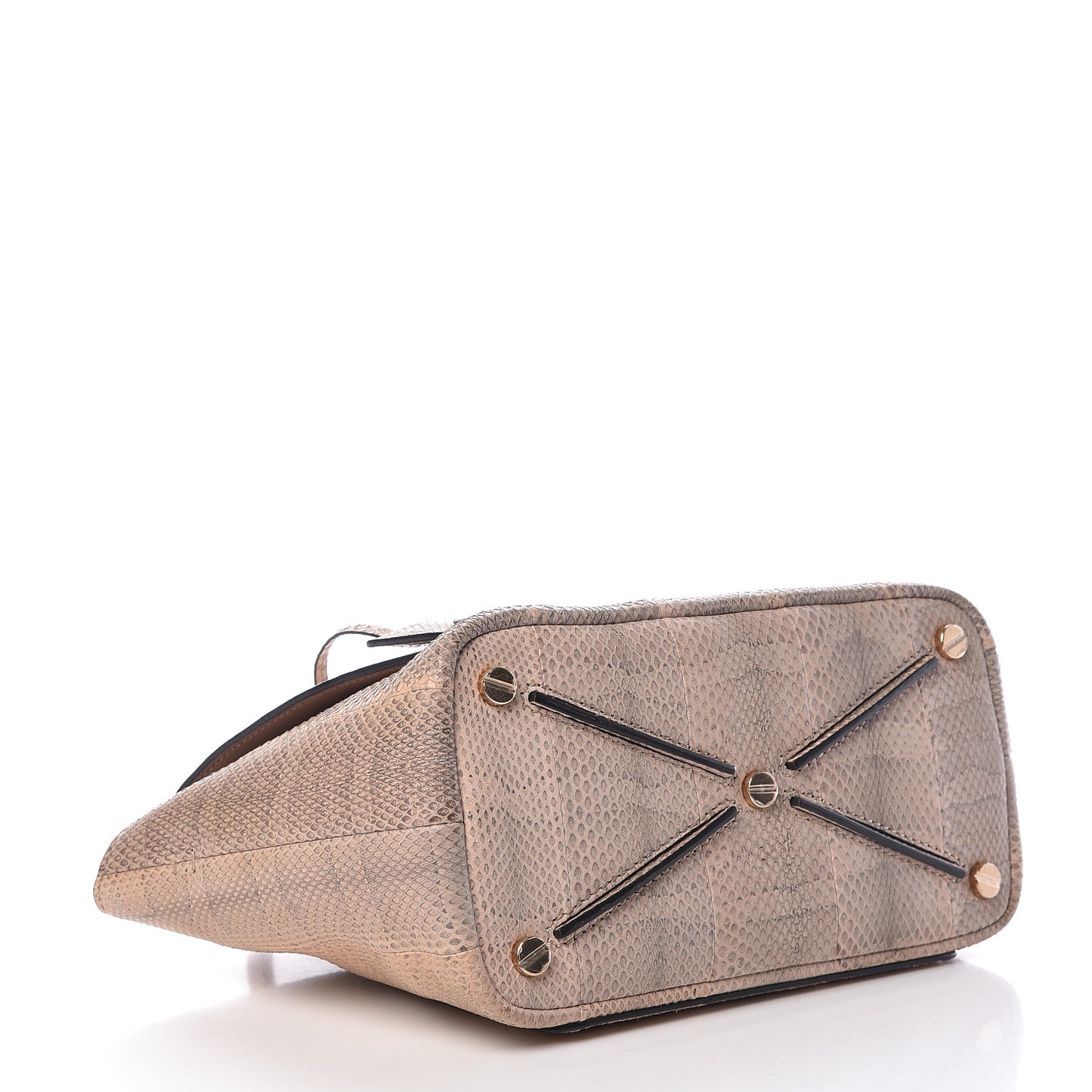 Snakeskin Small Demilune Double Handle Satchel Beige