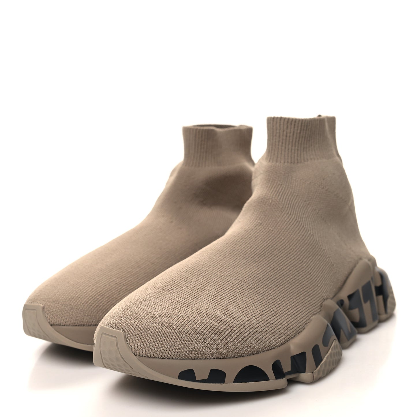 Neoprene Knit Womens Speed Graffiti Sneakers 37 Beige