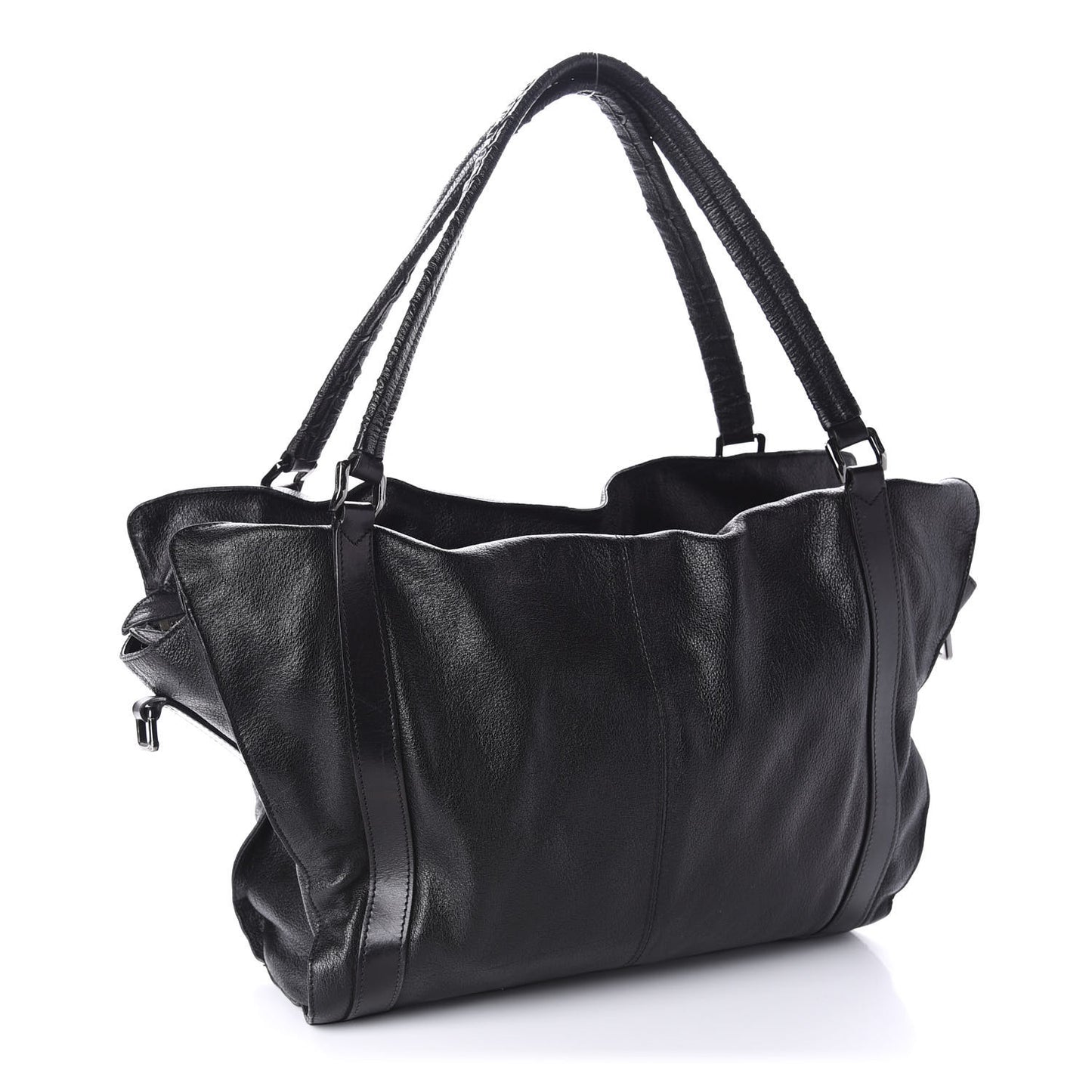 Calfskin Drawstring Tote Black